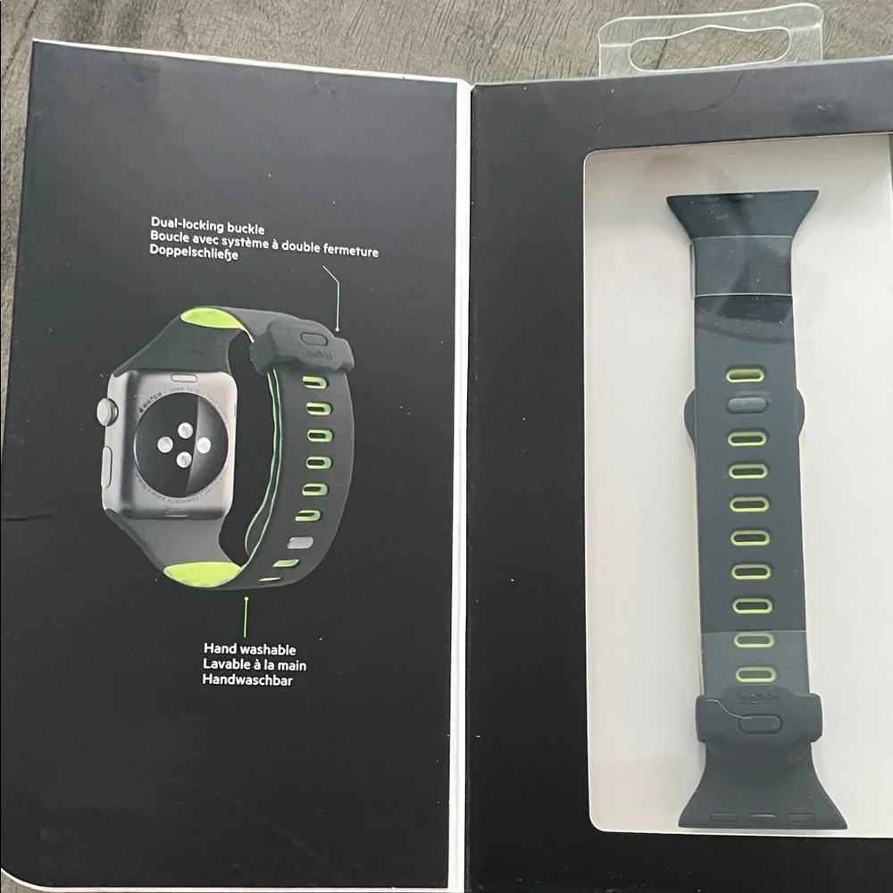 38mm Smartwatch Band with Black and Green Design